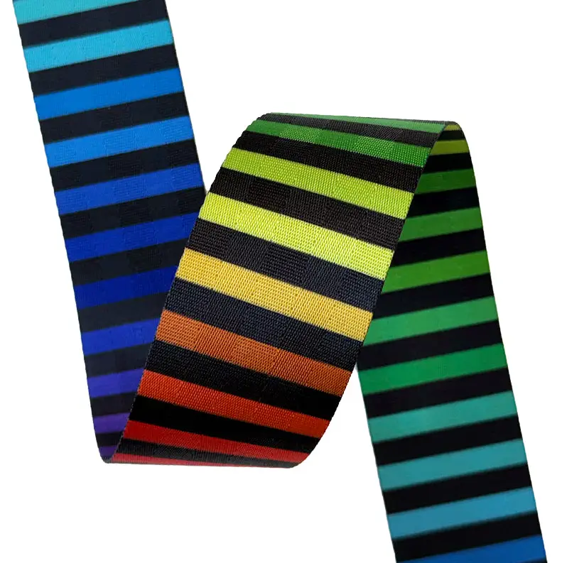 Black & Rainbow Stripe - 2" Webbing // Sassafras Lane
