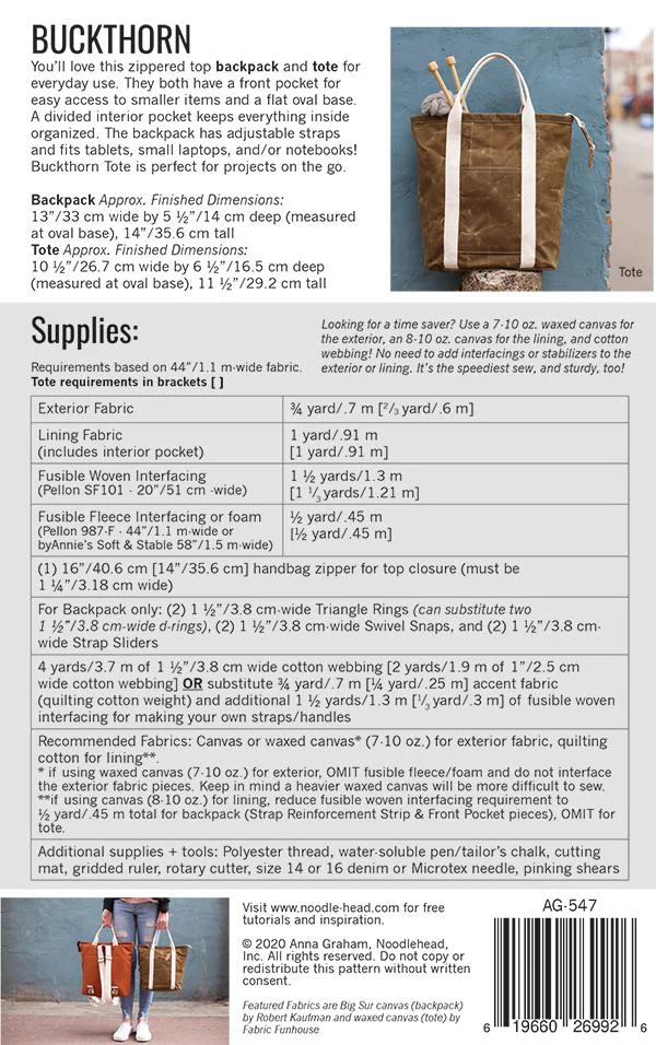 Buckthorn Backpack & Tote Pattern // Noodlehead - Image 2