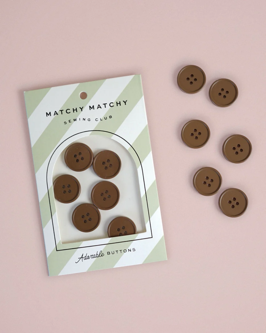 Cocoa Retro Buttons - 7/8" by Matchy Matchy Sewing Club