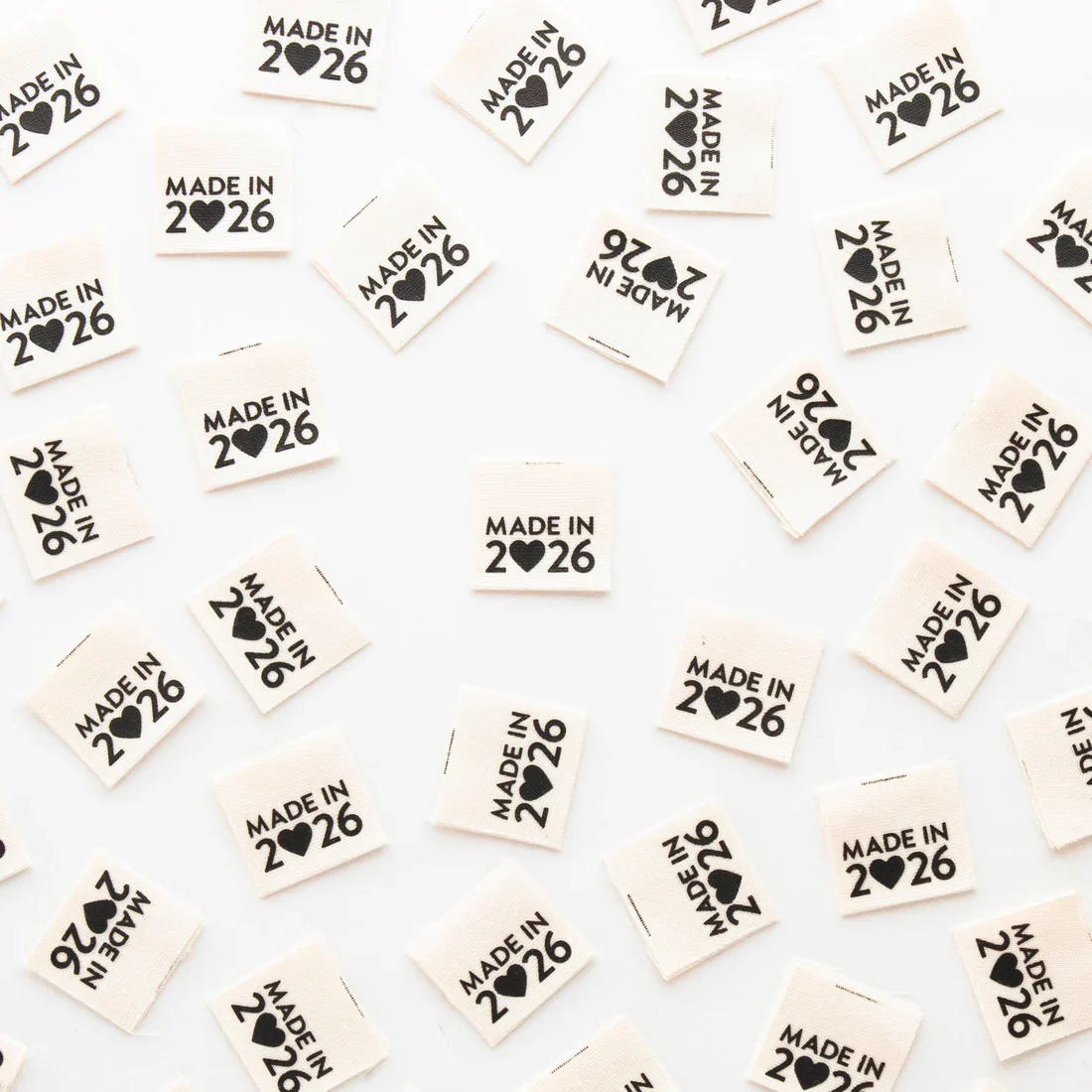 Made in 2026 Organic Cotton Centerfold Labels by Sarah Hearts