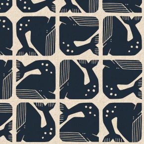 PRE-ORDER CANVAS By the Seaside II // Grumpy - Navy Unbleached Canvas // Loes van Oosten