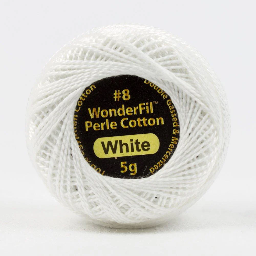 White // 8wt. Perle Cotton // Wonderfil Eleganza